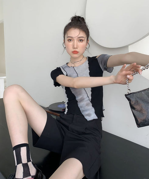 Color Block Cut-Out Top